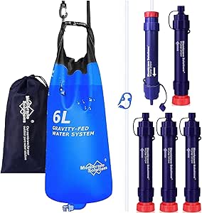Gravity Water Filter Pro 6L with Extra Replacement Straw Pack
