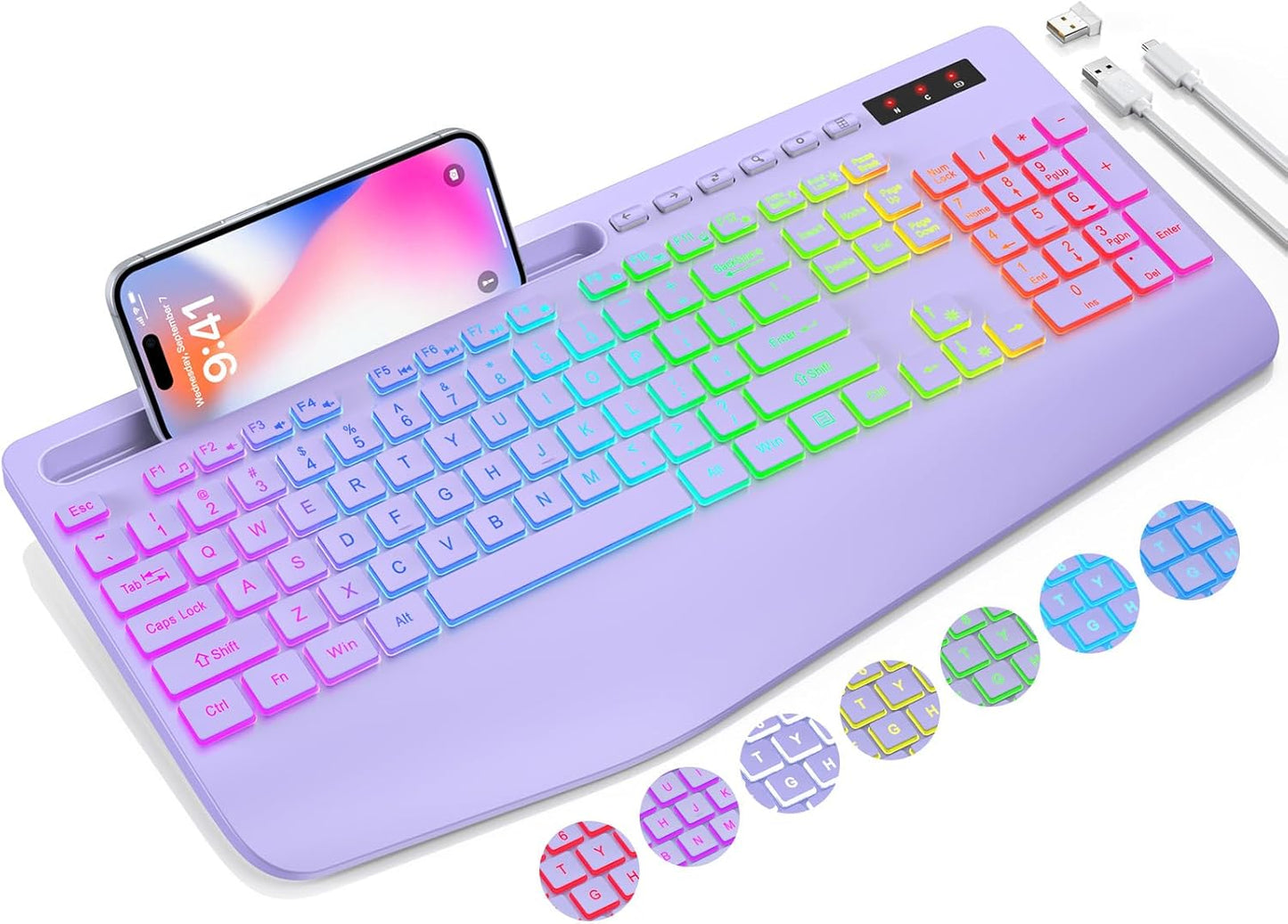 Ultimate Ergonomic Wireless Keyboard - Purple Bliss