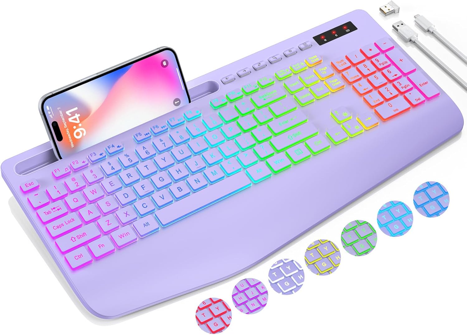 Ultimate Ergonomic Wireless Keyboard - Purple Bliss