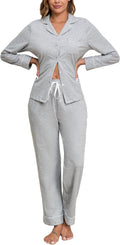 100% Cotton Pajamas for Women Set Long Sleeve Button Down - Soft PJs 2