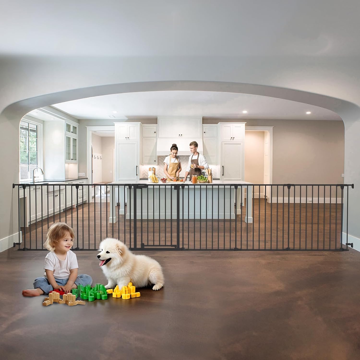 150in Extra Wide Baby Gate with Auto-Close Door for Safety