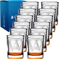 Personalized Square Shot Glasses Set of 12 2oz - Engraved Initials