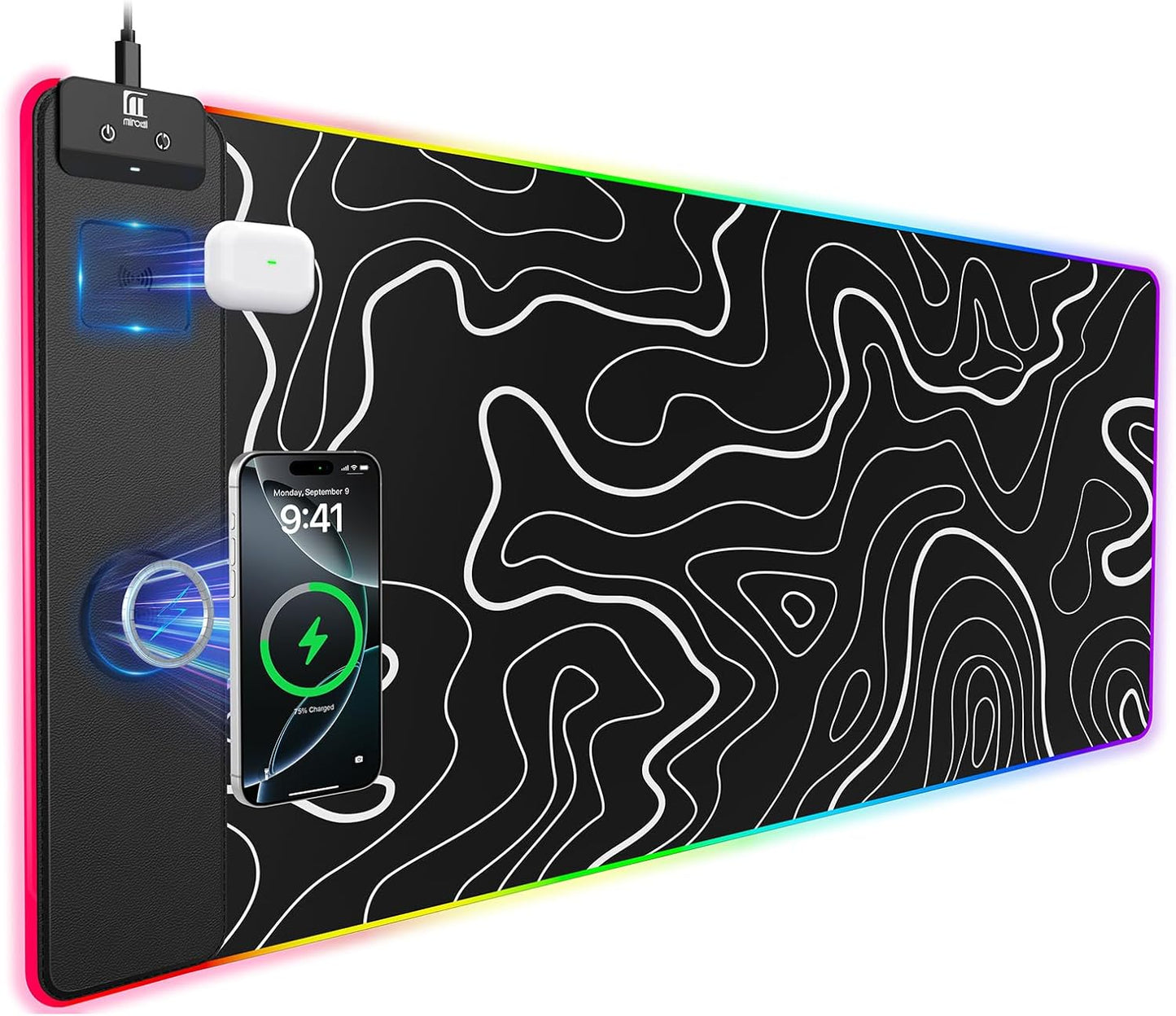 Magnetic Wireless Charging Mouse Pad with RGB Lighting Features