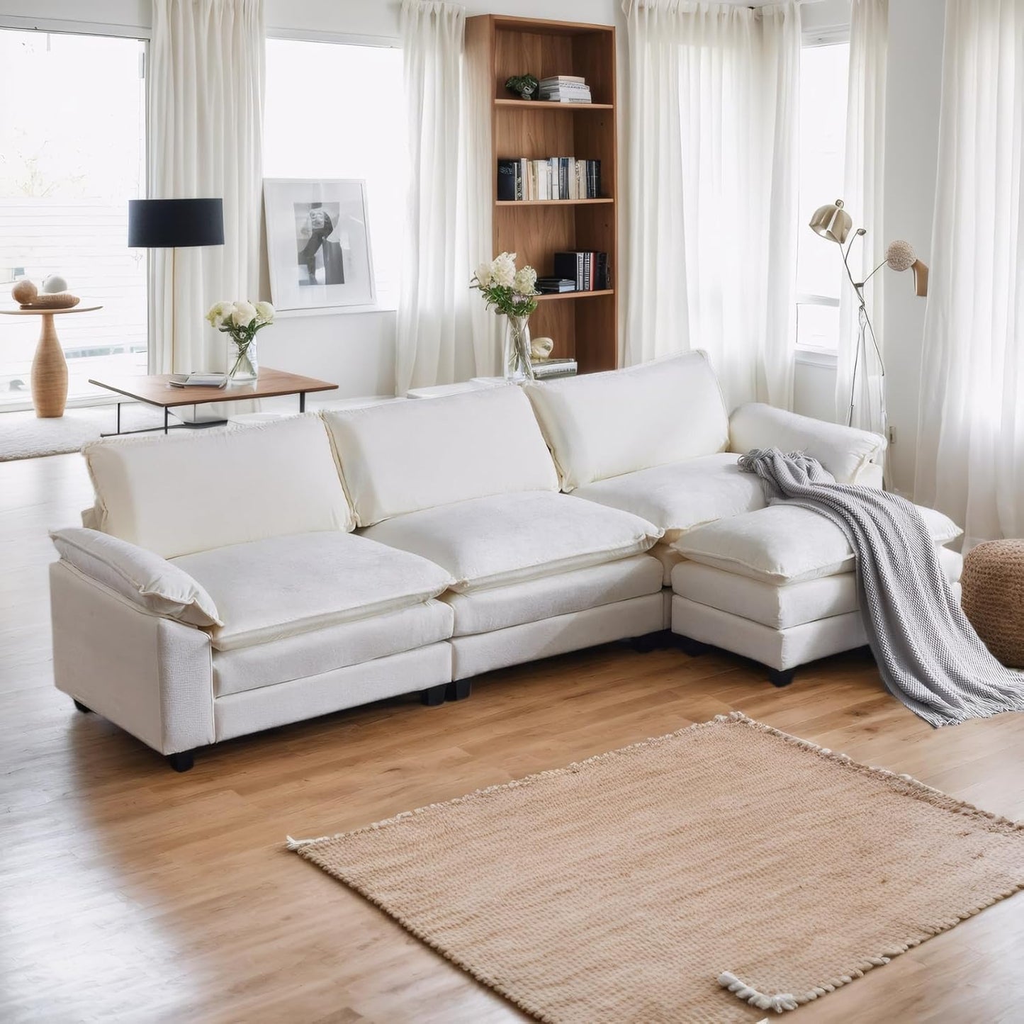 Karl home Sectional Sofa Modular Deep Seat Couch with Ottoman