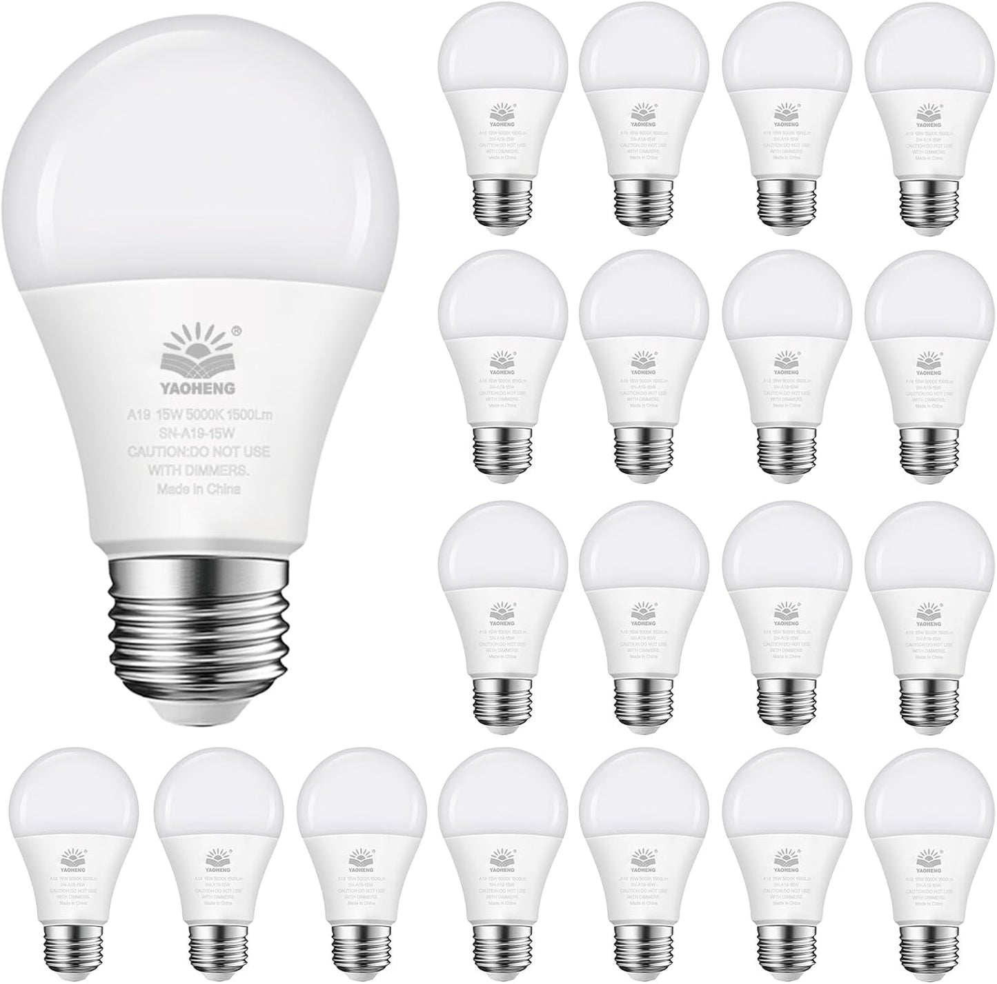 A19 LED Light Bulb 100 Watt Equivalent Super Bright 20-Pack