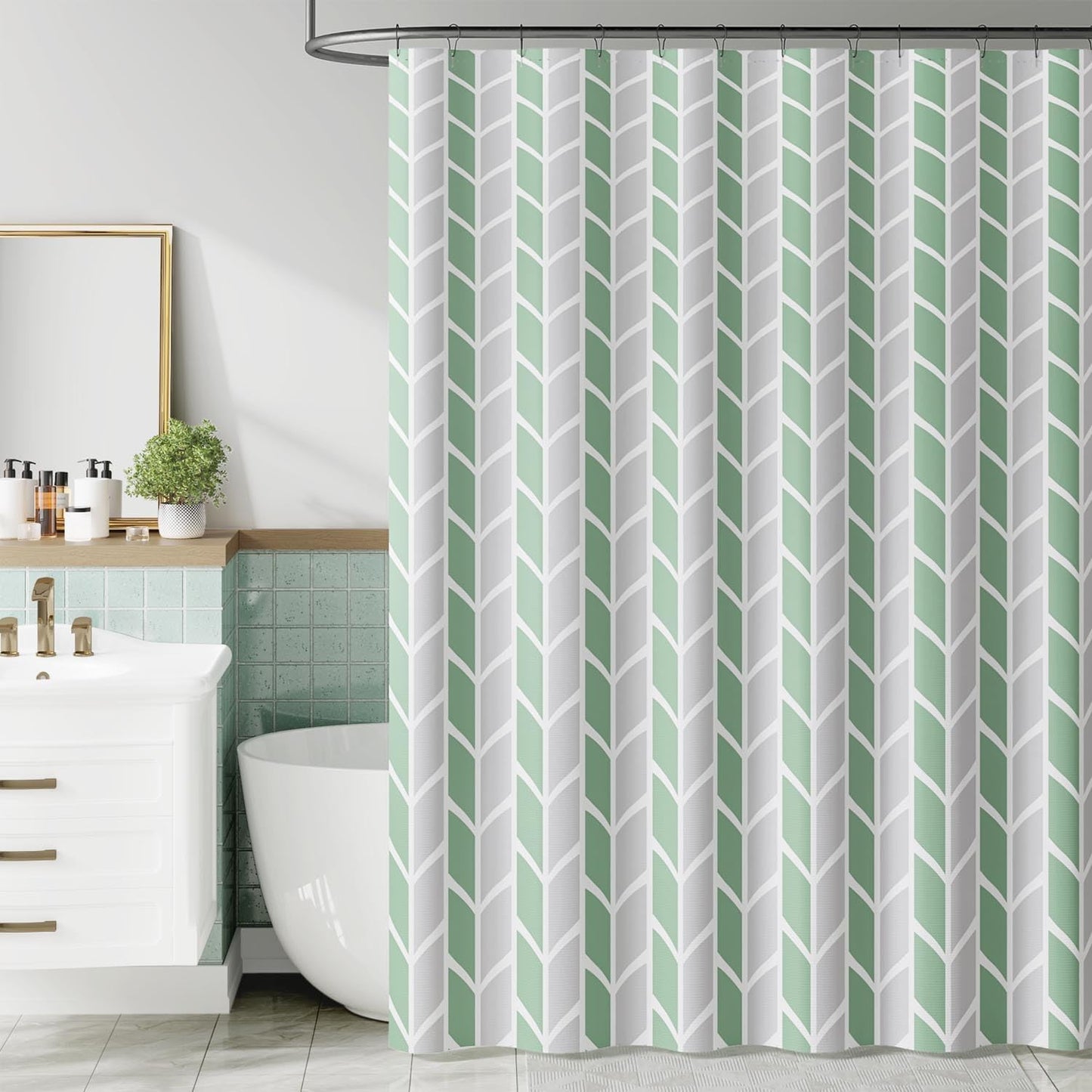 Geometric Farmhouse Shower Curtain Set for Modern Bathrooms