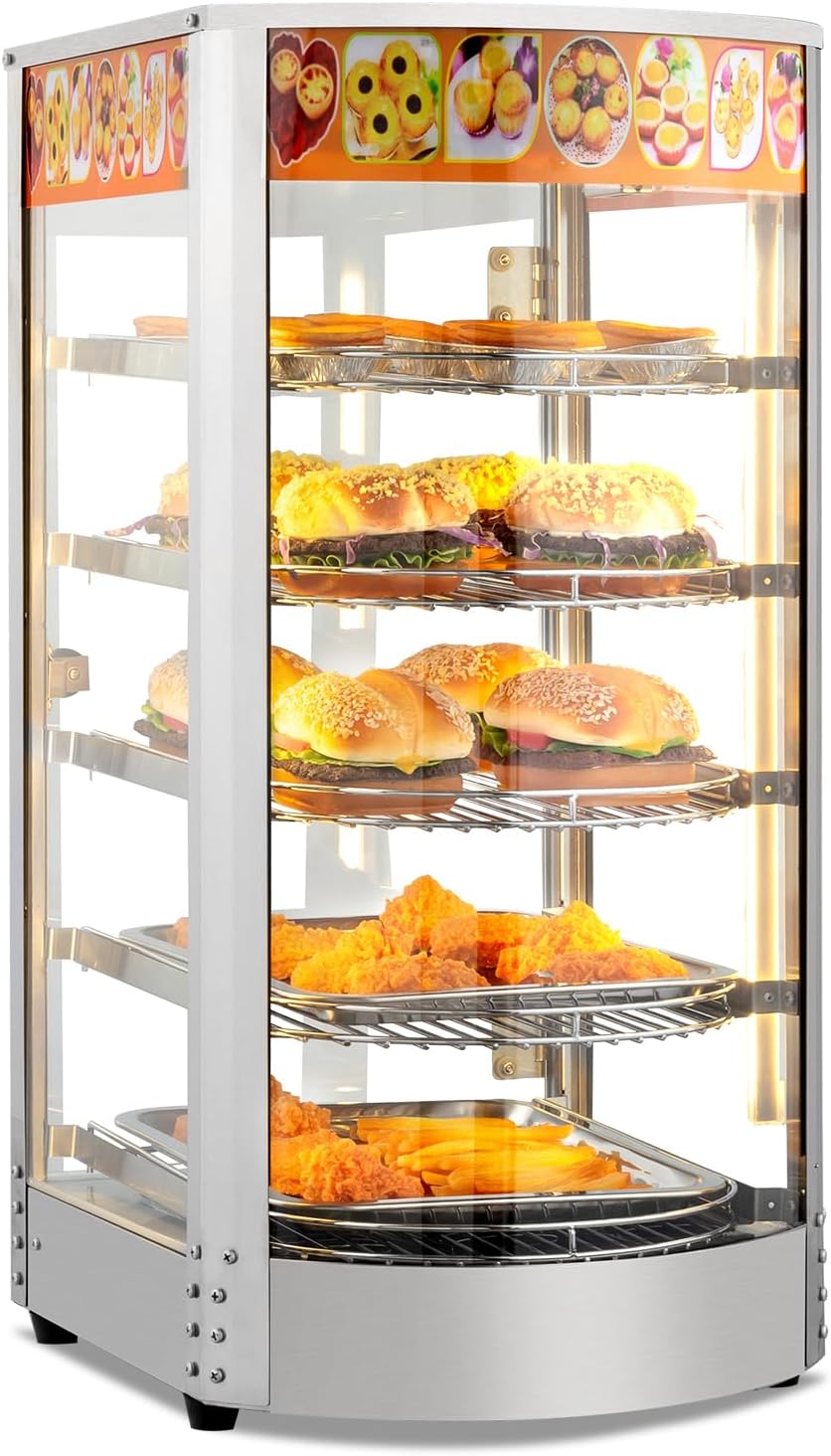 ROVSUN Food Warmer Display for Pizza and Pretzel with LED Lights