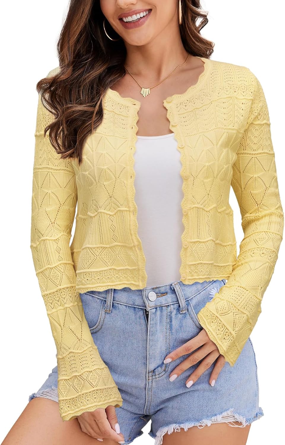 Stylish Cropped Cardigan Sweater for Women - Lightweight Knit
