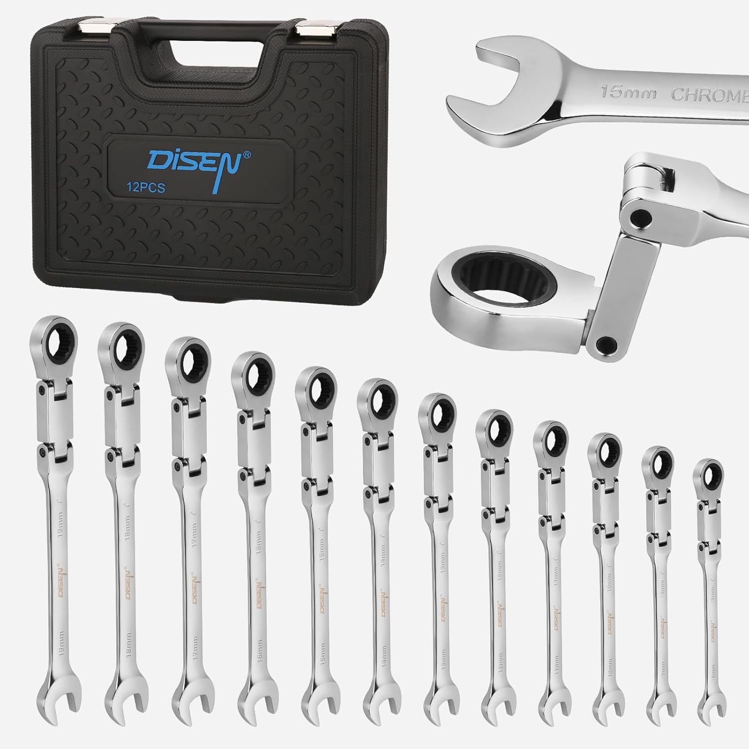 12pcs Ratchet Wrenches Set with Flex Head for Effortless Use