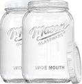 1 Gallon Wide Mouth Mason Jars 2 Pack - Airtight Glass Storage