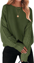 Women's Fall Cable Knit Oversized Pullover - Chunky Crew Neck