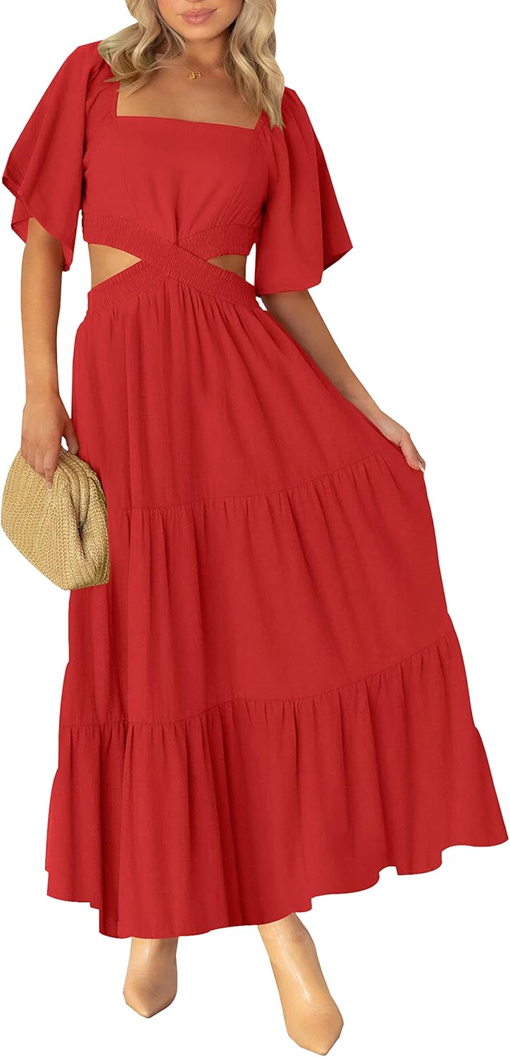 LEANI Women's Summer Cutout Maxi Dress for Casual Parties