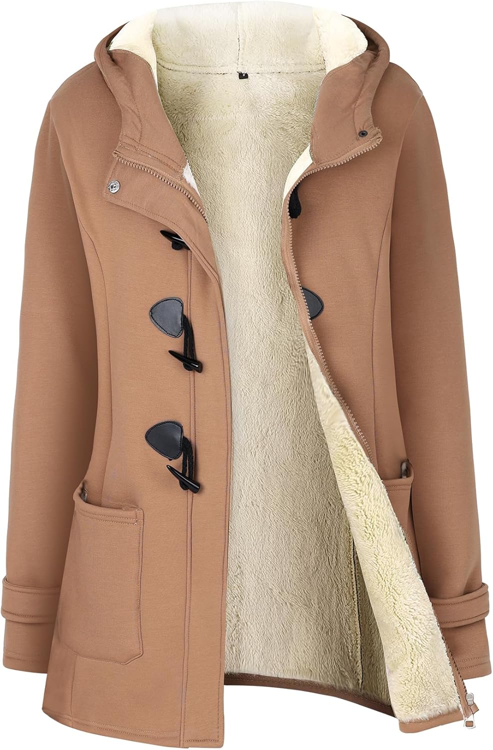 Gihuo Winter Jackets for Women Sherpa Lined Duffle Coat