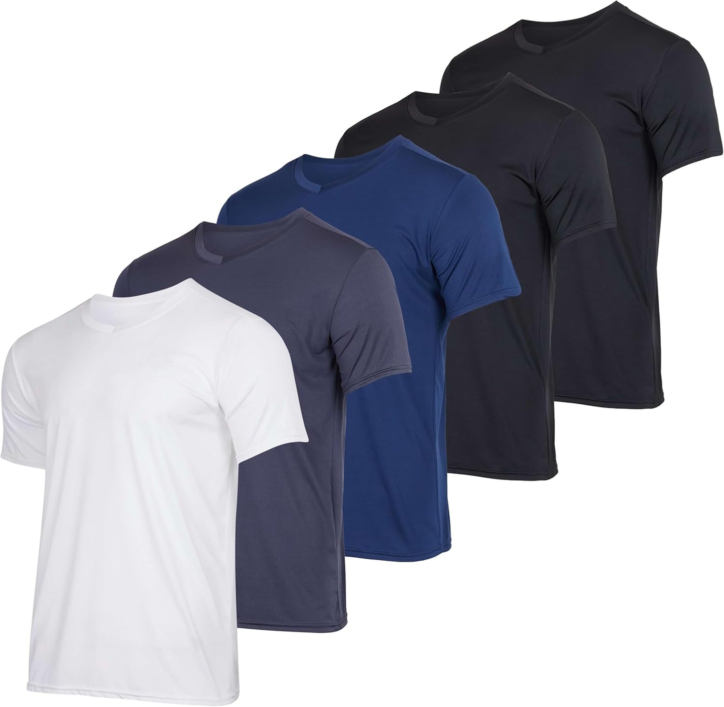 Mens V-Neck Dry-Fit Moisture Wicking Active T-Shirt Pack