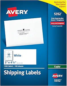 Avery Printable Shipping Labels for Copiers, 1,000 Blank Labels