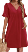 Summer Dresses for Women Ruffle Short Sleeve V Neck Casual Shift
