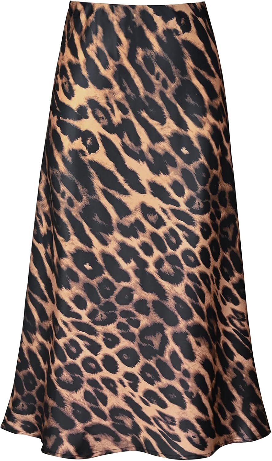 Women's Satin High Waist Flared A Line Midi Skirt for Style