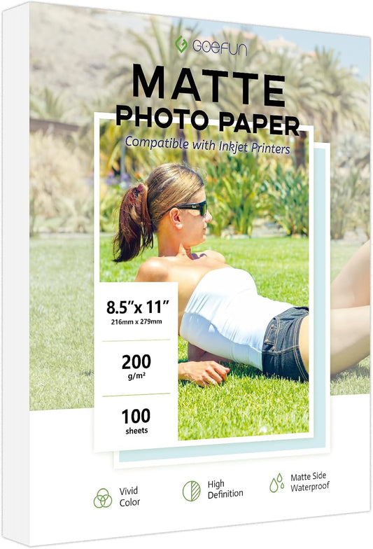 Matte Photo Paper 8.5x11, 200GSM Inkjet Paper for Vibrant Prints