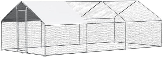 Large Metal Chicken Coop for 40 Chickens with Waterproof Cover