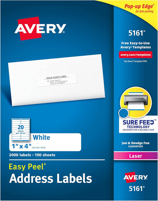 Avery Mailing Address Labels for Laser Printers - 2,000 Labels