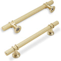 10 Pack 5 in Cabinet Pulls Brushed Gold Knurled - Solid Hardware