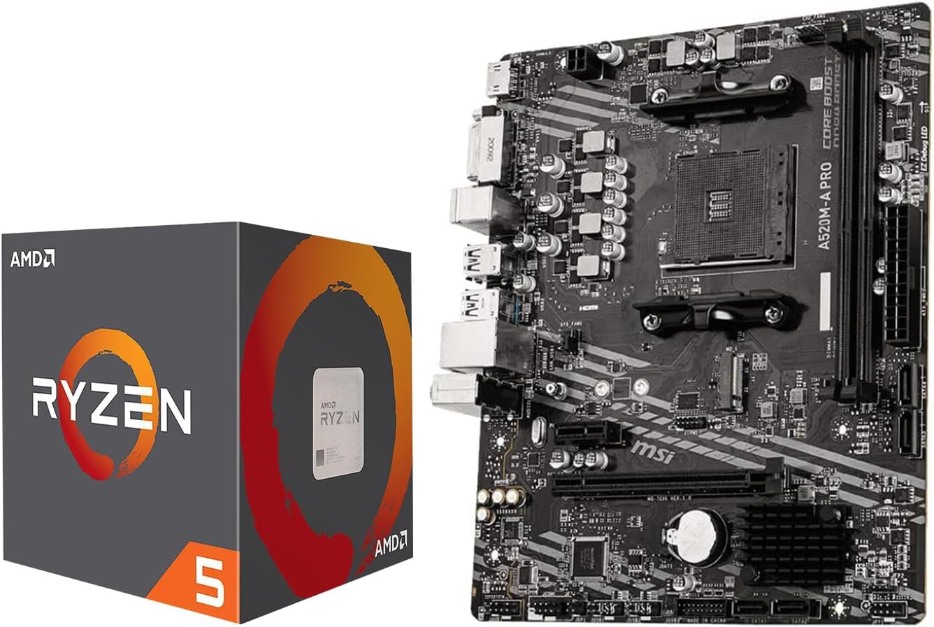AMD Ryzen 5 5500 Unlocked Desktop Processor with MSI A520M-A PRO