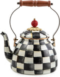 Enamel Tea Kettle Courtly Check 2-Quart - Stylish Stovetop Accent