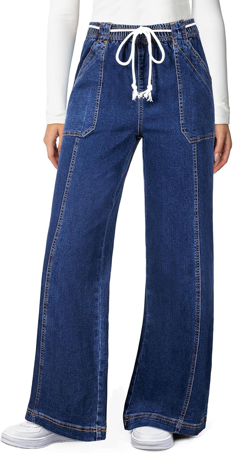 Astylish Jeans for Women Wide Leg High Waisted Stretchy Denim