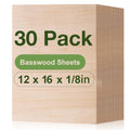 Plywood Basswood Sheets 12x16x1/8 in 30 Pack - Smooth Craft Boards