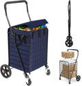 Folding Shopping Cart for Groceries with Waterproof Liner