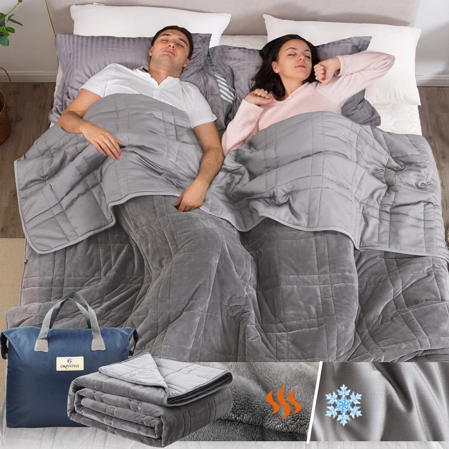 OMYSTYLE 15lb Weighted Blanket Queen Size for All Seasons Comfort