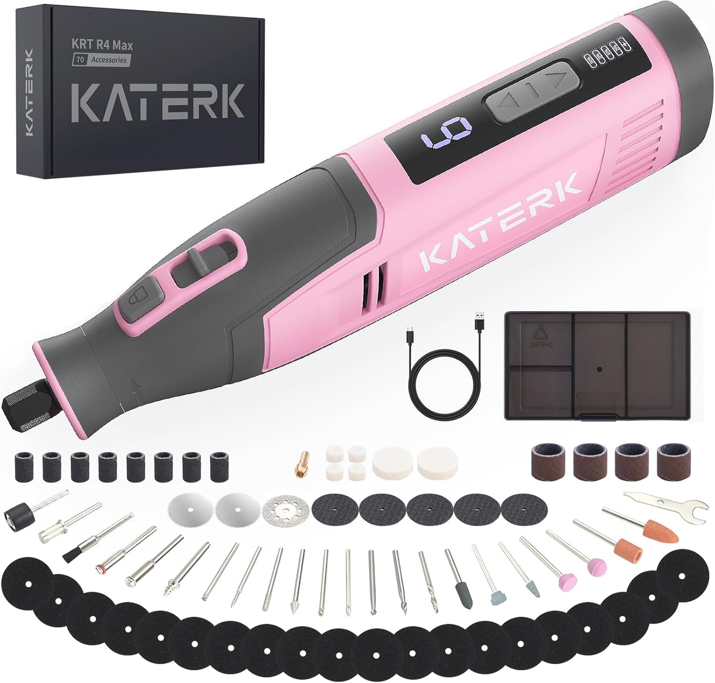 Katerk Cordless Rotary Tool Kit with 70 Accessories for DIY