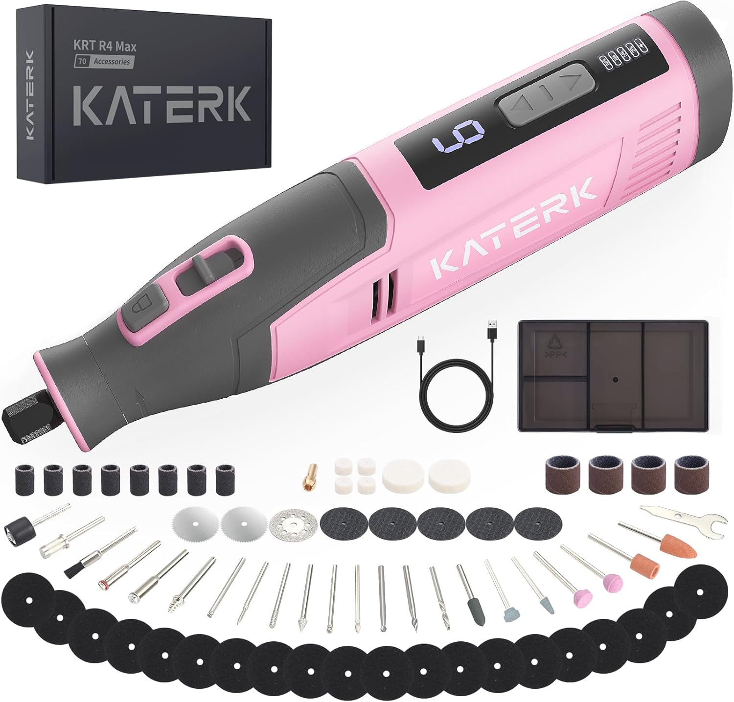 Katerk Cordless Rotary Tool Kit with 70 Accessories for DIY