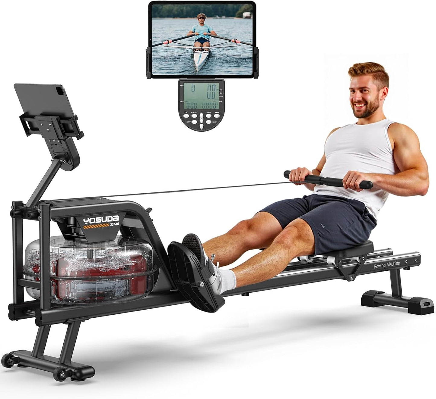 YOSUDA Magnetic Water Rowing Machine for Home Fitness