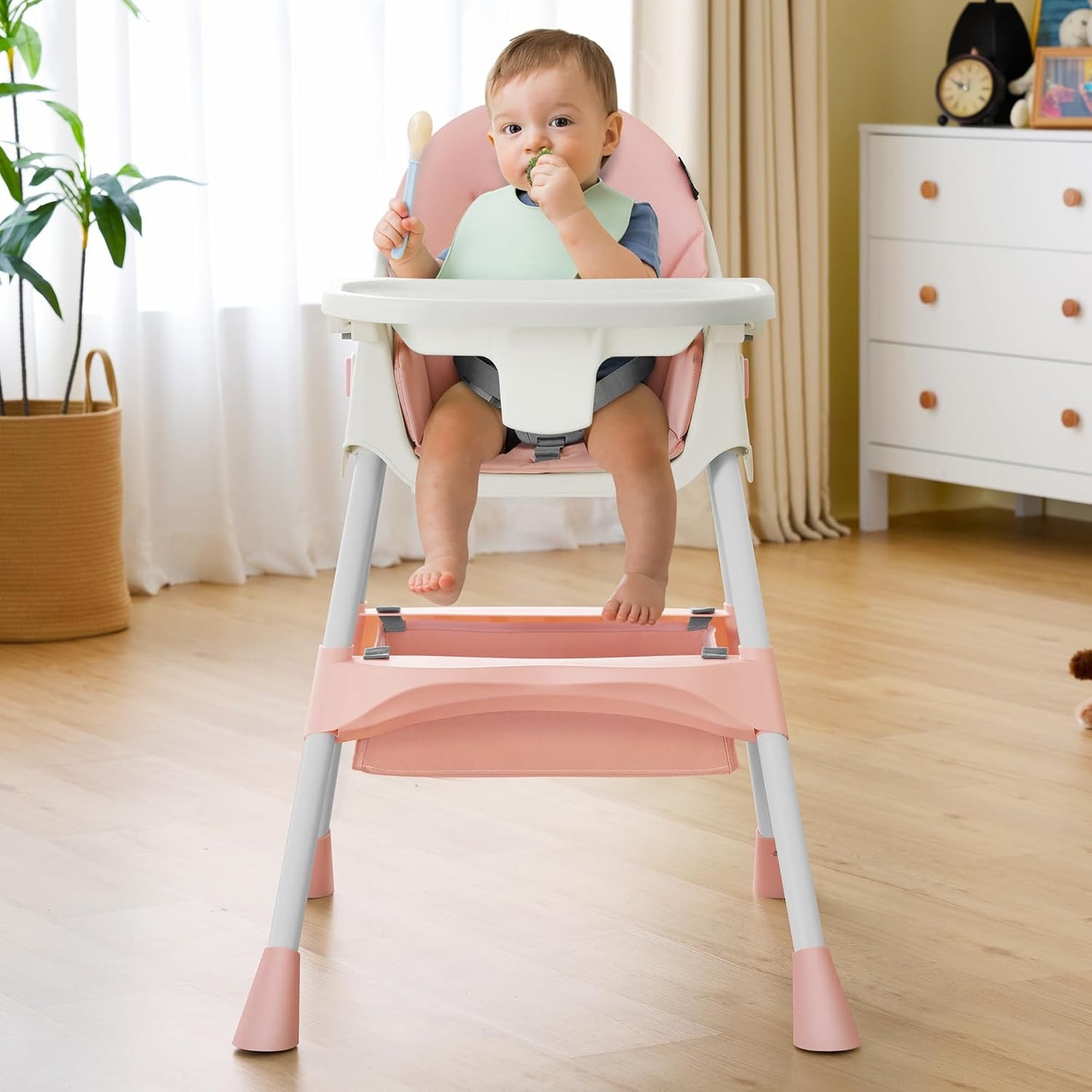 Convertible 6-in-1 Baby High Chair for Toddlers, Pink
