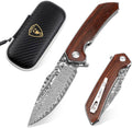 AUBEY Damascus Pocket Knife with Clip - EDC Damascus Folding Knife