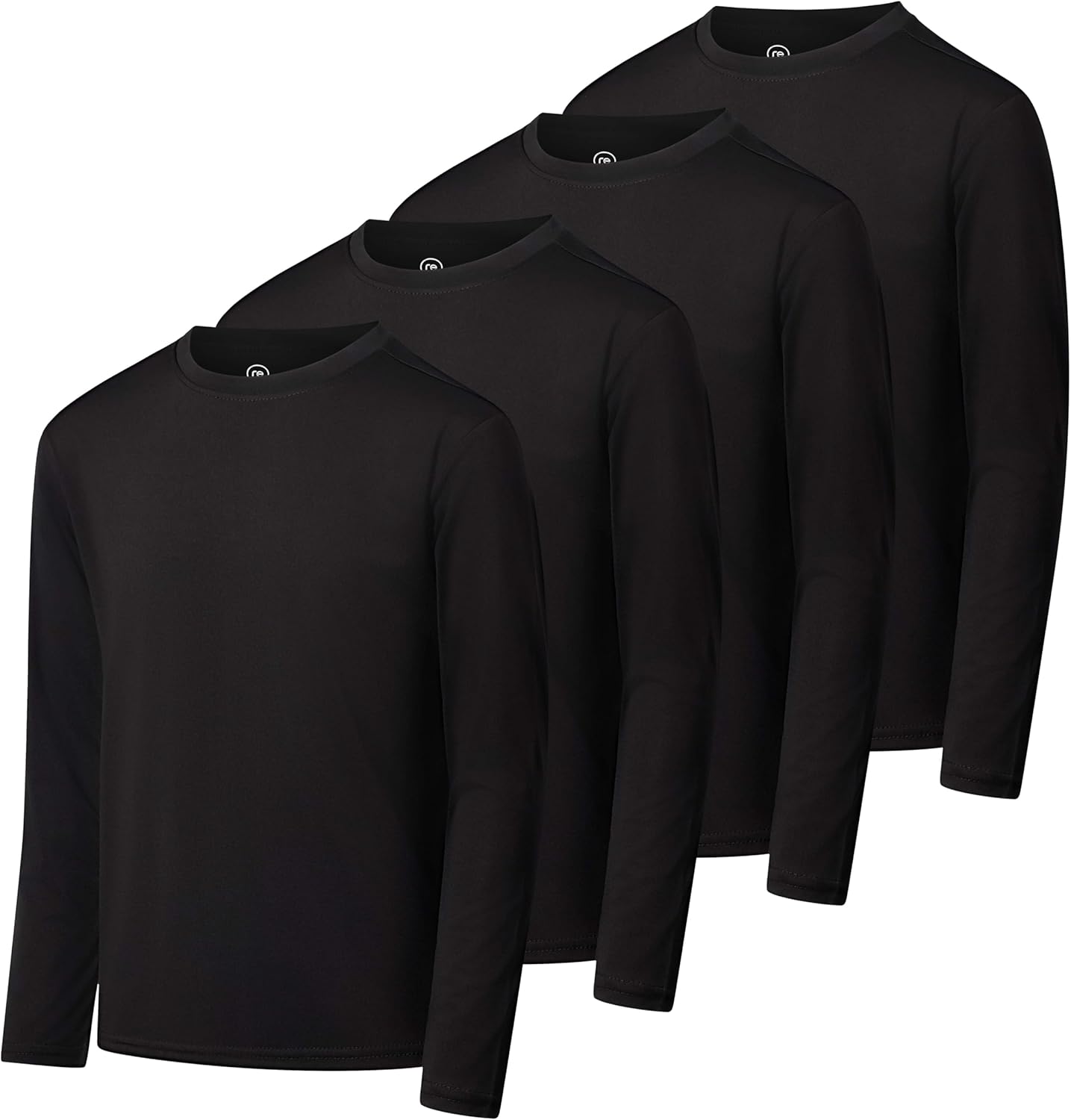 Boys Youth Dry-Fit Long-Sleeve T-Shirt 4 Pack for Active Wear