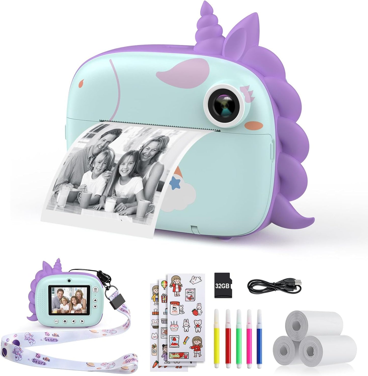 Kids Camera Instant Print with 2.5K Video and DIY Fun