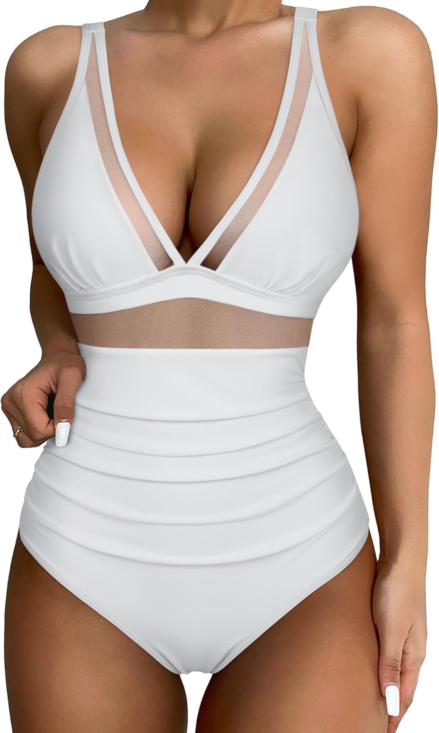 SUUKSESS Women Sexy Mesh Tummy Control Swimsuit for Summer Fun