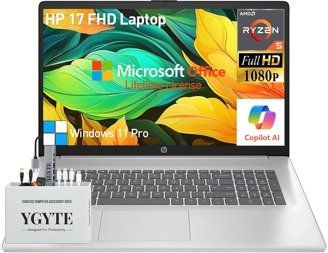 HP 17.3 FHD Business Laptop, Ryzen 5 6-Core, 64GB RAM, 2.5TB Storage