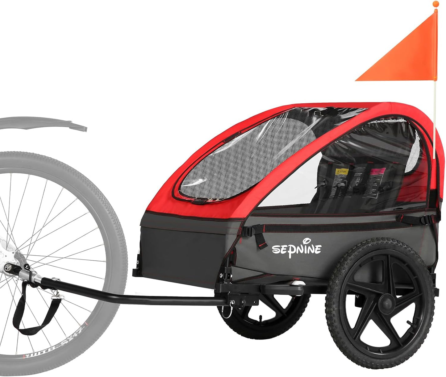 Sepnine Kids Bike Trailer for 1 to 2 Kids, Foldable & Safe