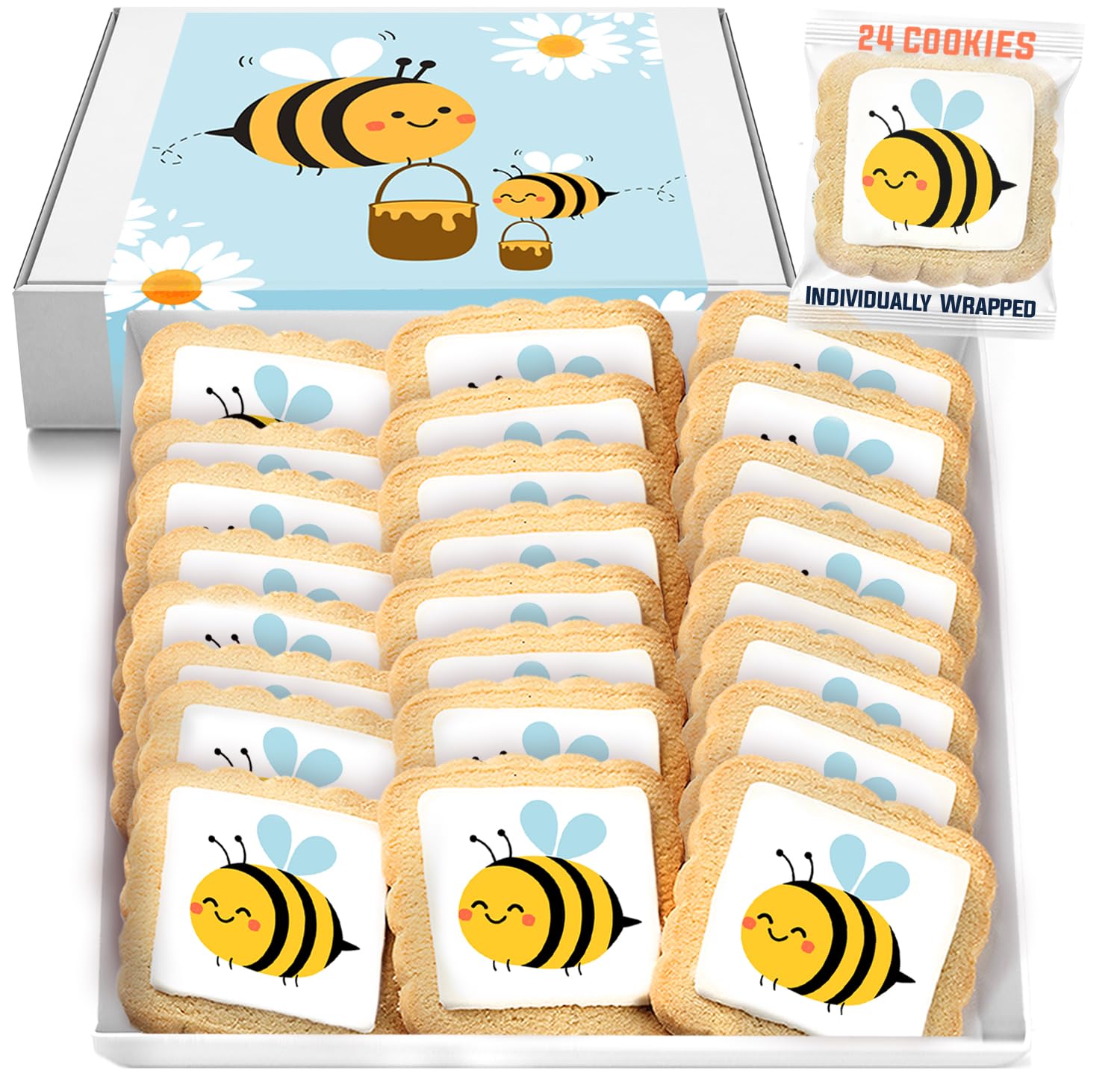 Bee Theme Cookies for Summer Parties - 24 Individually Wrapped