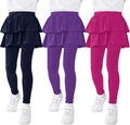 Girls School Uniform Pants 3 Pack with Skirt - Warm Winter Leggings