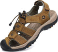 FLARUT Men's Sport Sandals Closed Toe Leather Hiking Sandals