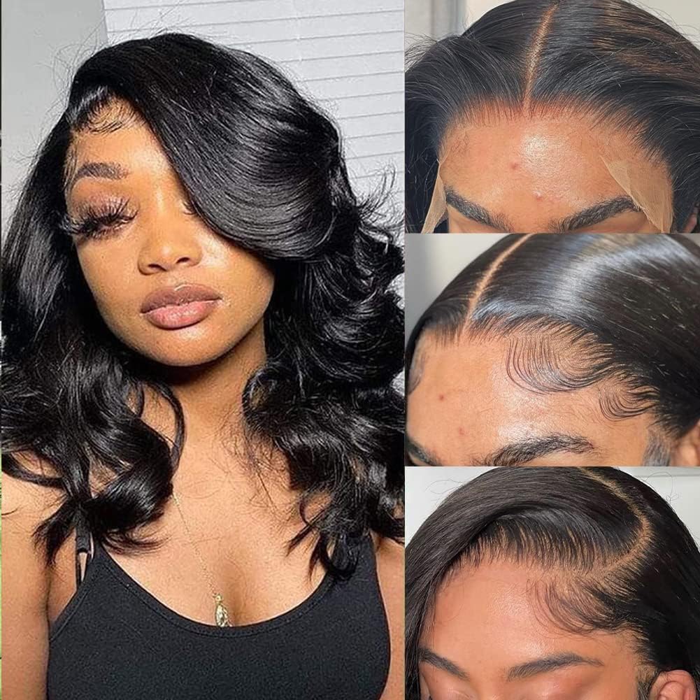 Glueless Body Wave Bob Wig Human Hair for Black Women 14 Inch