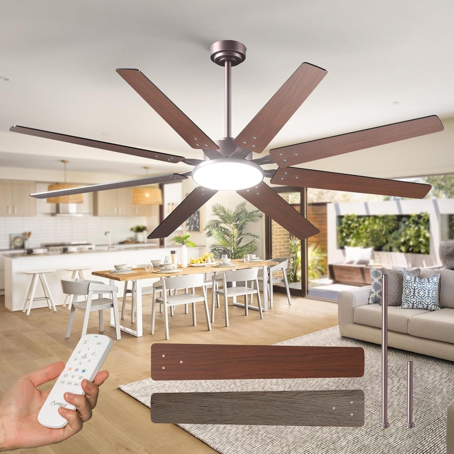 72 inch Ceiling Fan with Lights and Remote Control for Comfort
