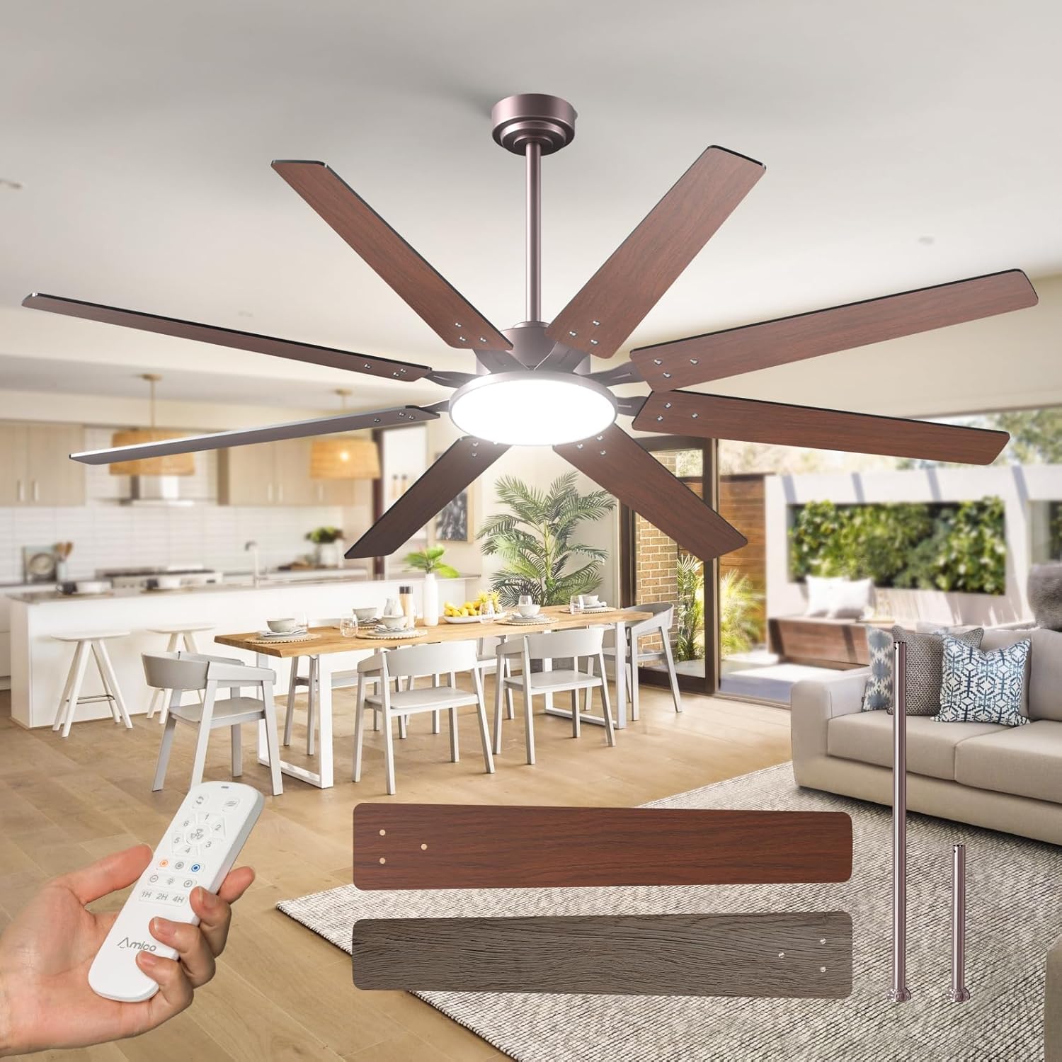 72 inch Ceiling Fan with Lights and Remote Control for Comfort
