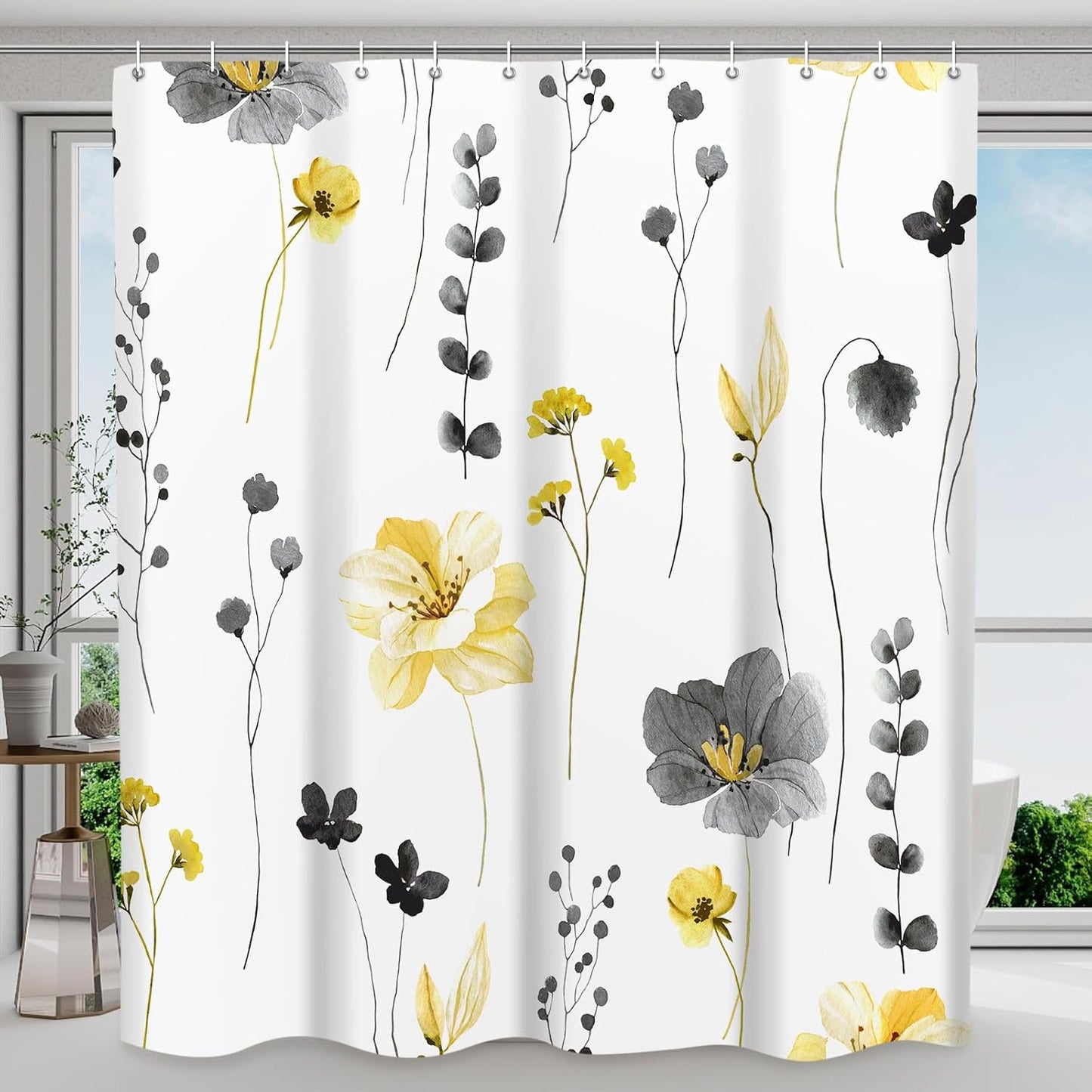 Watercolor Flower Shower Curtain Set - Freshen Your Bathroom