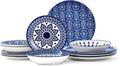 Bestone Porcelain Dinnerware Set for 4 - Chip Resistant Vintage Blue