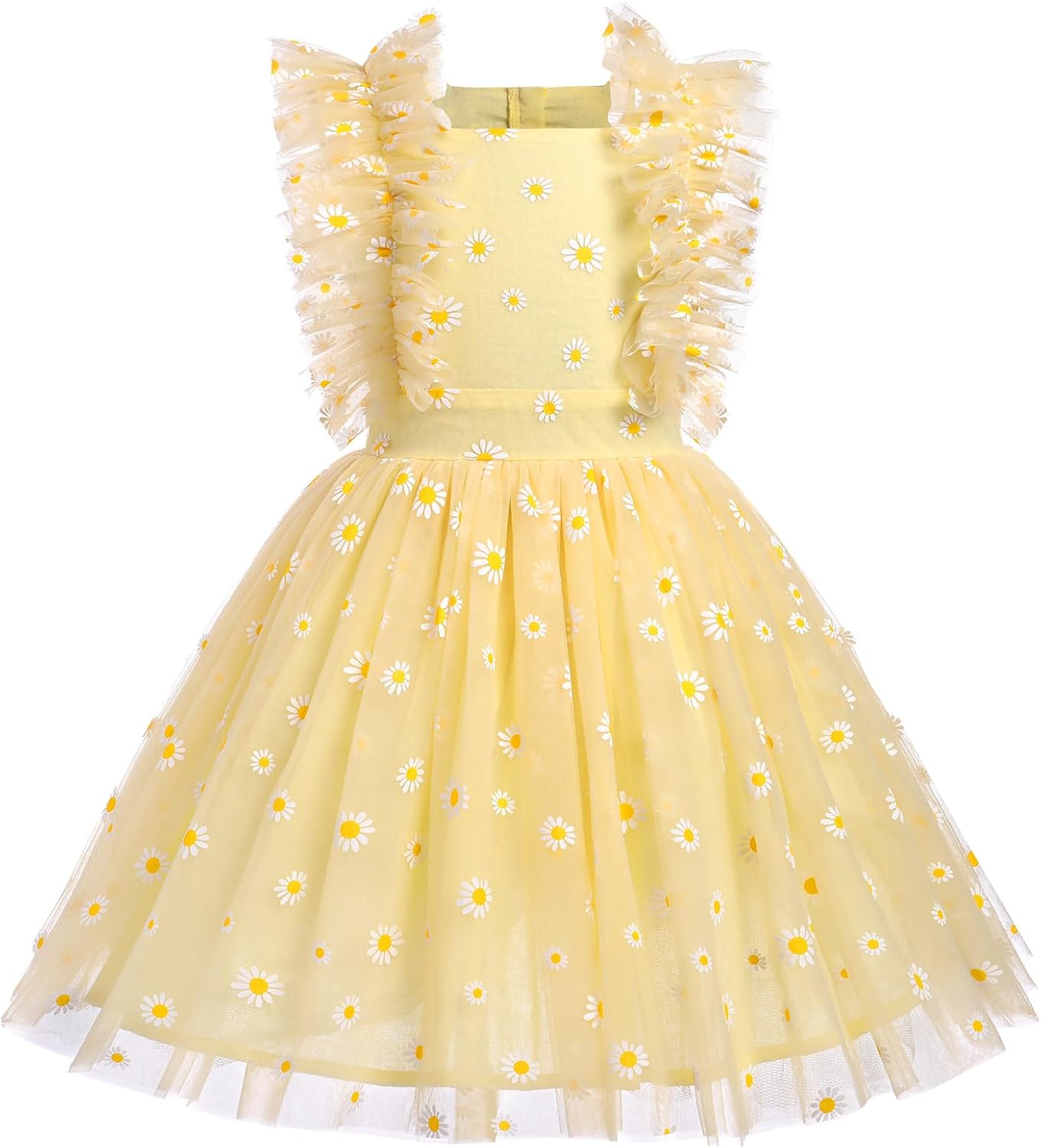 Girls Birthday Party Dress with Butterfly Daisy Polka Dots